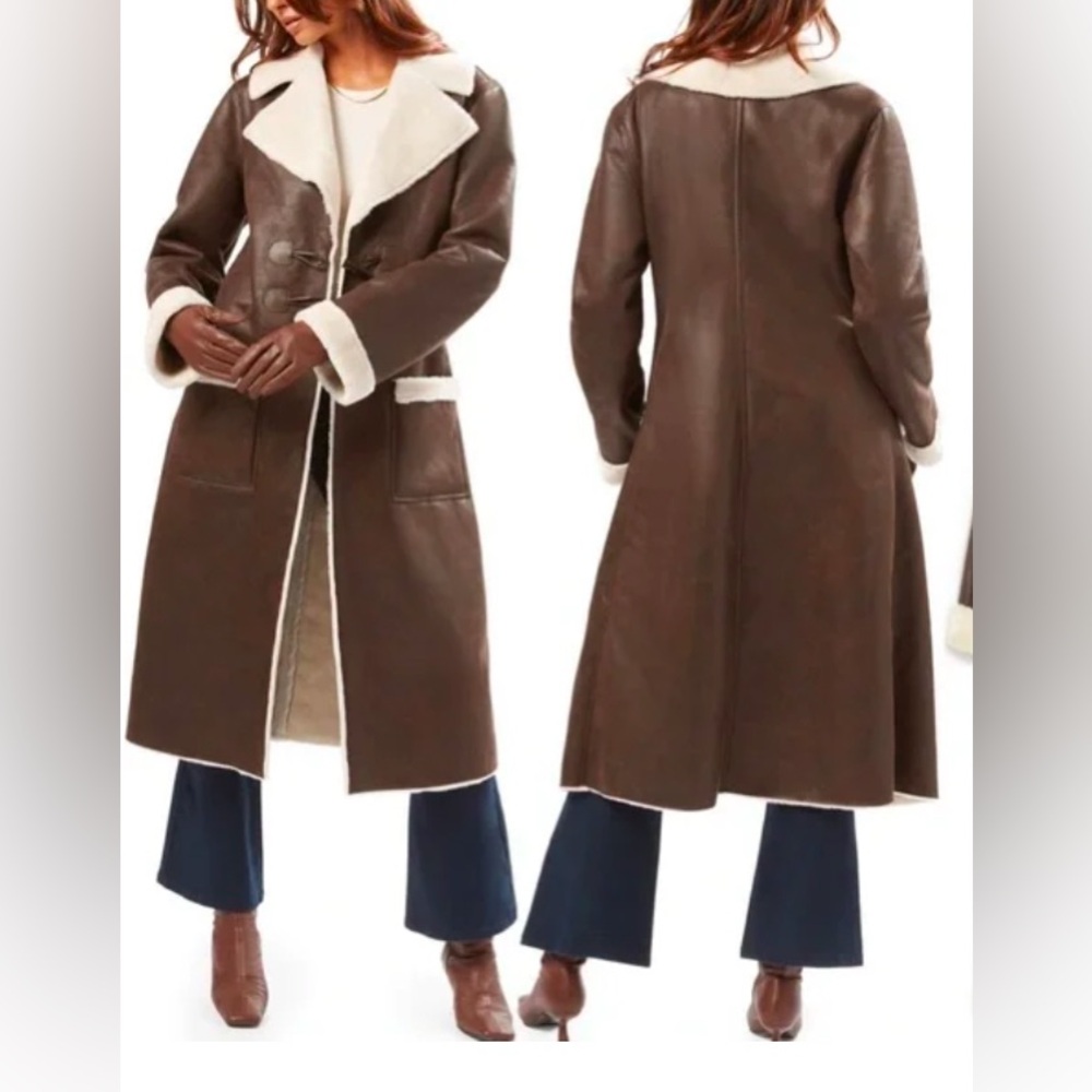 WeWoreWhat Brown Trench Coat with Cream Accents
